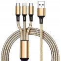 UNIWERSALNY KABEL PRZEWÓD USB 3W1 LIGHTNING MICRO-USB USB C 120CM DO IPHONE