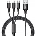 UNIWERSALNY KABEL PRZEWÓD USB 3W1 LIGHTNING MICRO-USB USB C 120CM DO IPHONE