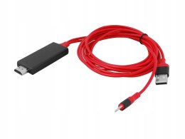 Kabel przewód IPHONE MHL HDMI Lightning + USB 2 metry do telewizora