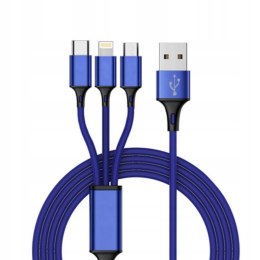 UNIWERSALNY KABEL PRZEWÓD USB 3W1 LIGHTNING MICRO-USB USB C 120CM DO IPHONE